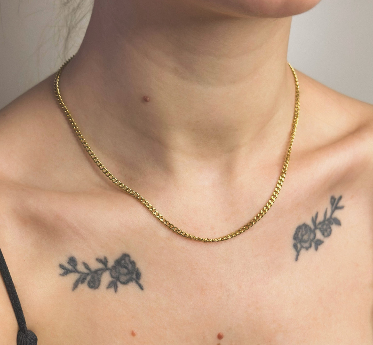 3mm pločio auksuota grandinėlė "Curb"