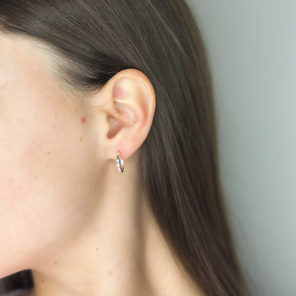 Sterling Silver 10 - 45 mm Edge Hoops
