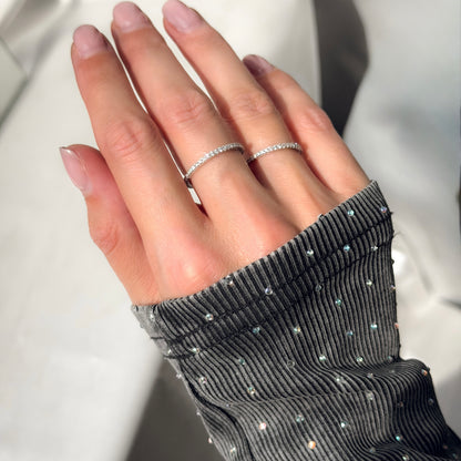 Sterling Silver Rhodium Plated 1.5 mm CZ Band Ring