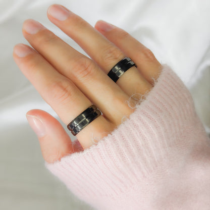 7mm juodo plieno žiedas