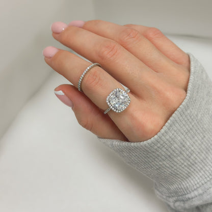 Sidabrinis rodžiuotas dvigubas žiedas su cirkoniais