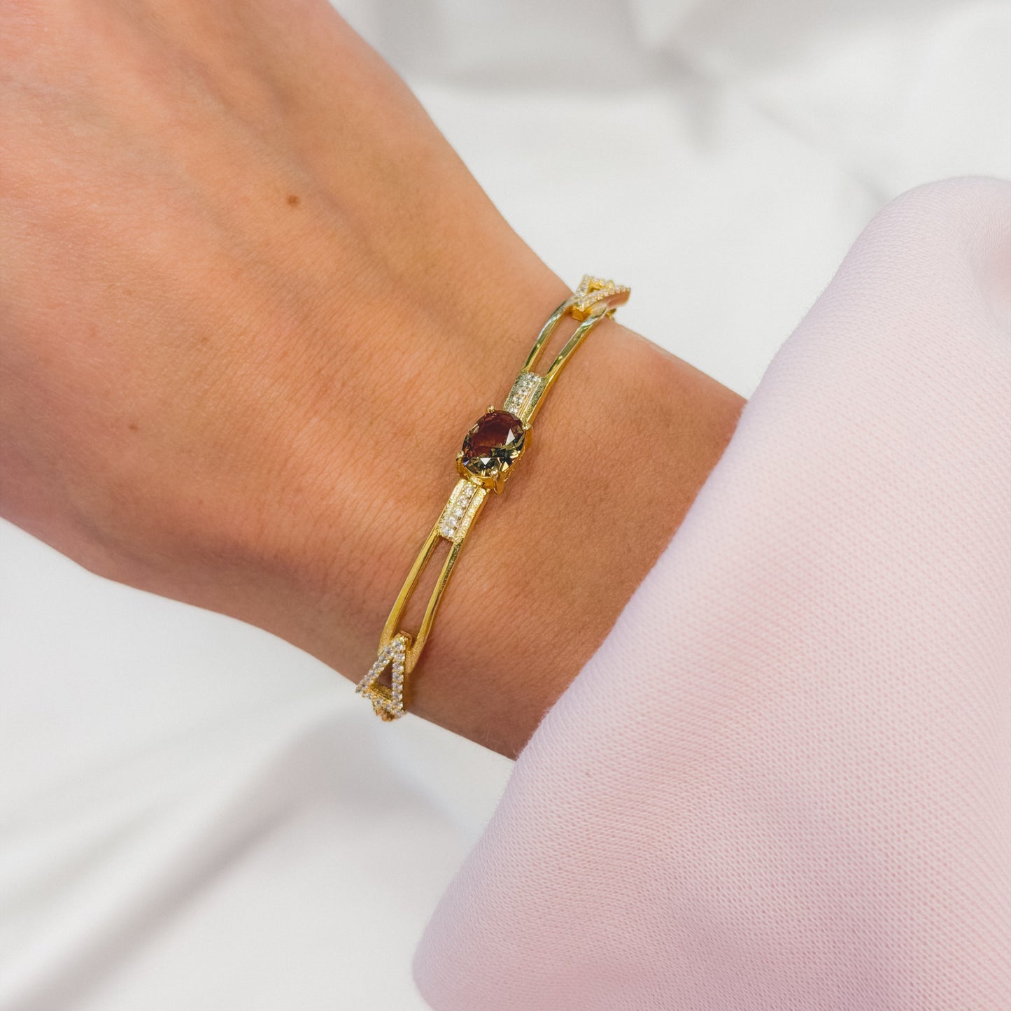 Sterling Silver Gold Plated Oval Zultanite Bracelet