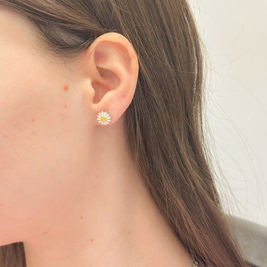 Sidabriniai auksuoti vinukai "Ramunė"