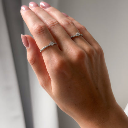 Sterling Silver Rhodium Plated CZ Crystal Ring