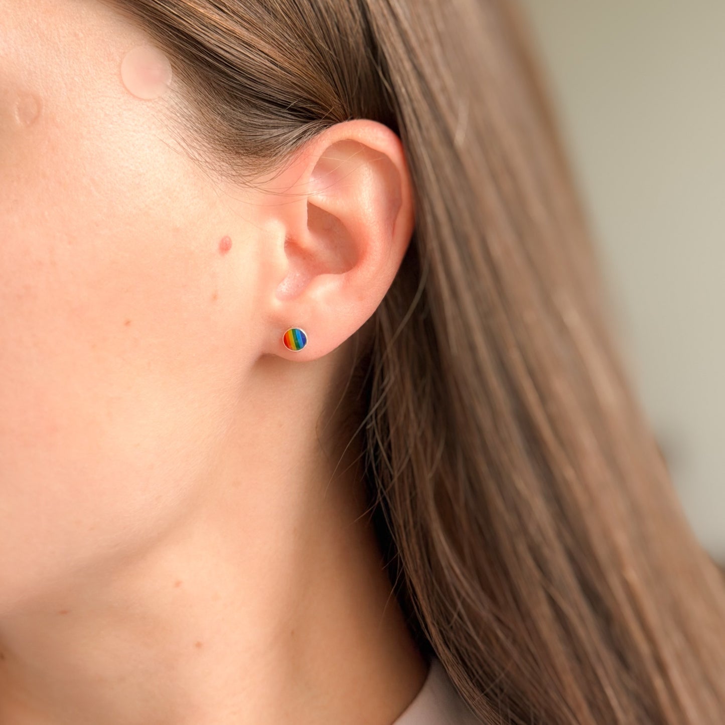 Sterling Silver Enamel Plated Studs "Rainbow"