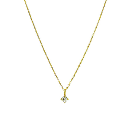 Sidabrinis auksuotas pakabukas su apvaliu cirkoniu ir grandinėle