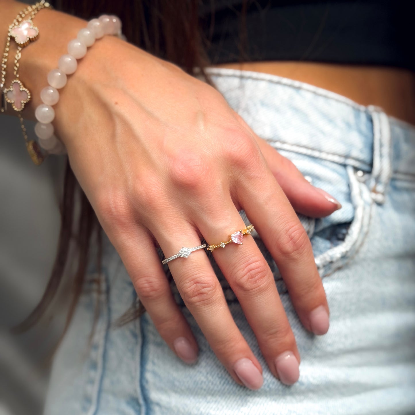 Sterling Silver Rhodium Plated CZ Crystal Ring