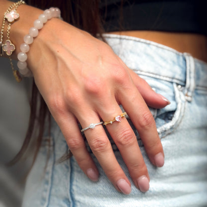 Sterling Silver Rhodium Plated CZ Crystal Ring