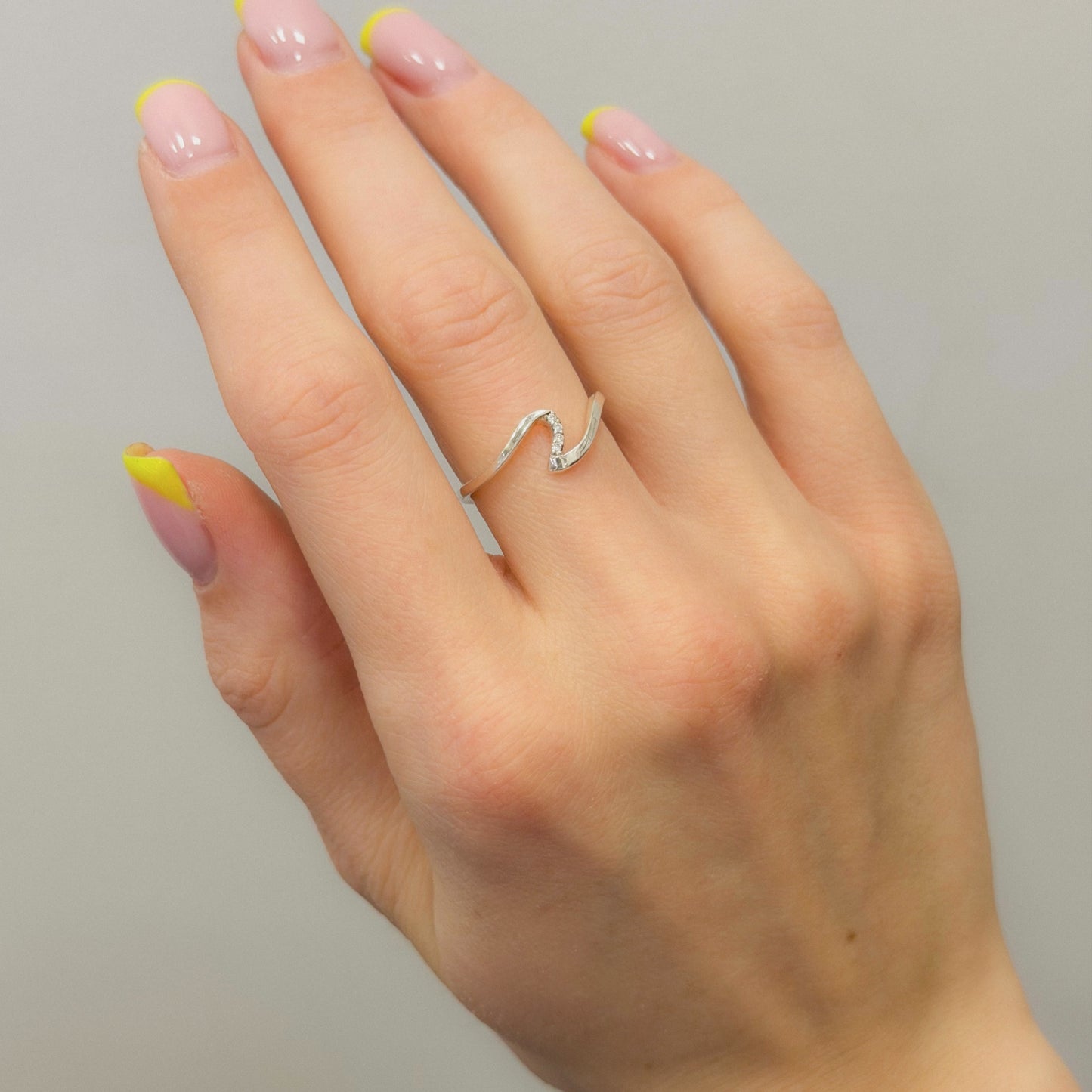 Sterling Silver CZ Wave Ring