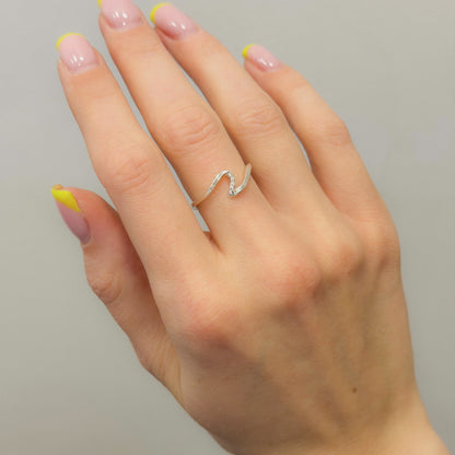 Sterling Silver CZ Wave Ring
