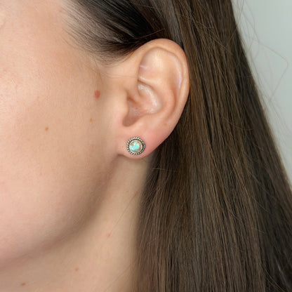 Sterling Silver Round Labradorite Studs