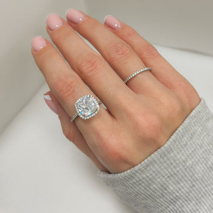 Sidabrinis rodžiuotas dvigubas žiedas su cirkoniais