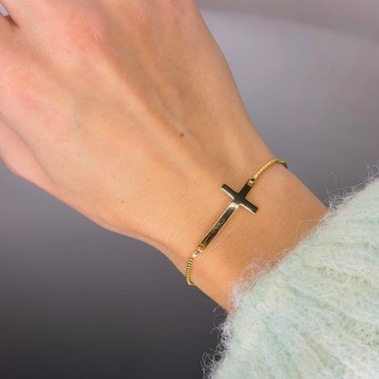 Sterling Silver Gold Plated Cross Bracelet
