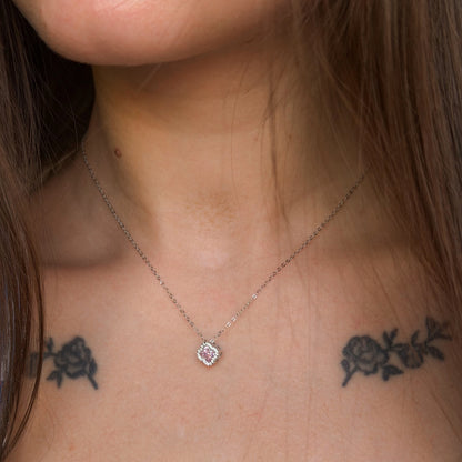 Sterling Silver Rhodium Plated Clover Leaf Necklace 