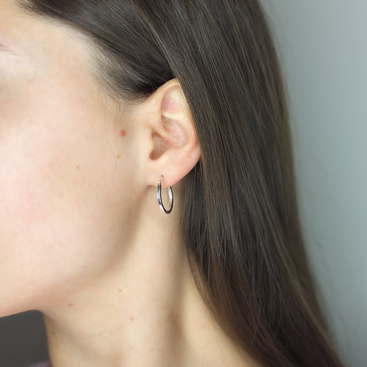 Sterling Silver 10 - 45 mm Edge Hoops