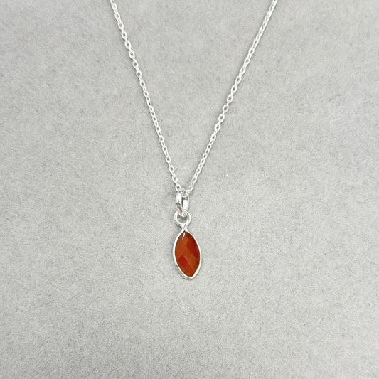 Sidabrinis pakabukas su karneoliu ir grandinėle