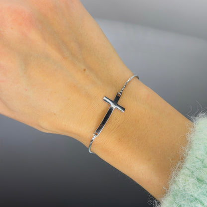 Sterling Silver Gold Plated Cross Bracelet