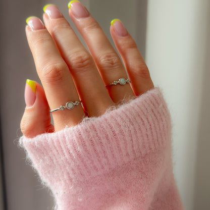 Sterling Silver Rhodium Plated Synthetic Opal Ring