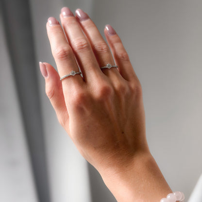 Sterling Silver Rhodium Plated CZ Crystal Ring