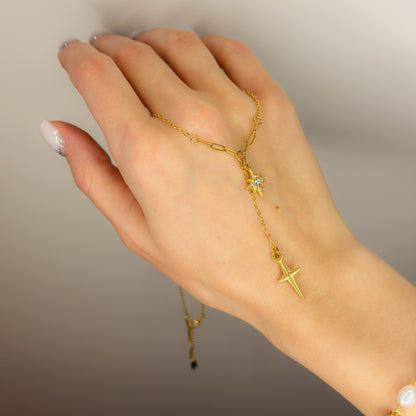 Auksuotas pakabukas su žvaigždutėmis ir cirkoniais