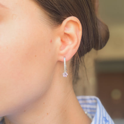Sterling Silver Rhodium Plated CZ Drop Earrings