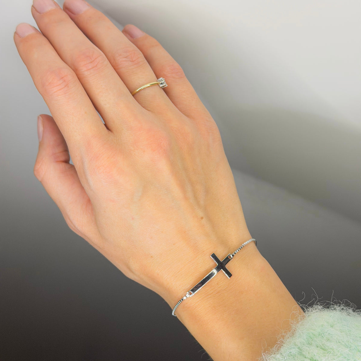 Sterling Silver Gold Plated Cross Bracelet