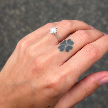 Sterling Silver Rhodium Plated Swarovski Crystal Ring