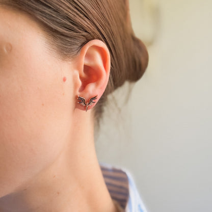 Sterling Silver Rhodium Plated CZ Studs