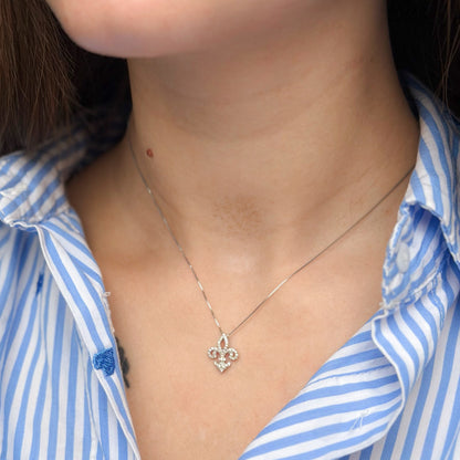 Sterling Silver Rhodium Plated Royal CZ Necklace
