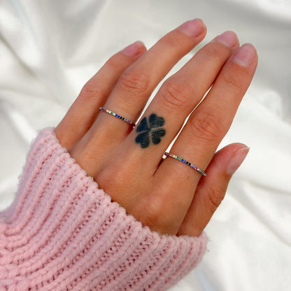 Sterling Silver Rhodium Plated 1 mm CZ Band Ring