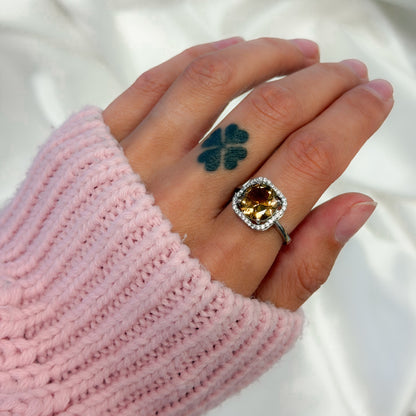 Sterling Silver Rhodium Plated CZ & Zultanite Ring