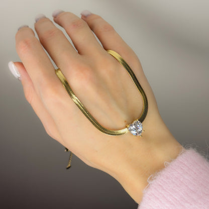 Auksuota grandinėlė "Flat chain" su cirkonio širdelė