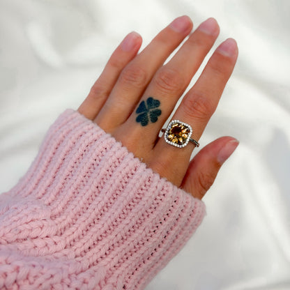 Sterling Silver Rhodium Plated CZ & Zultanite Ring