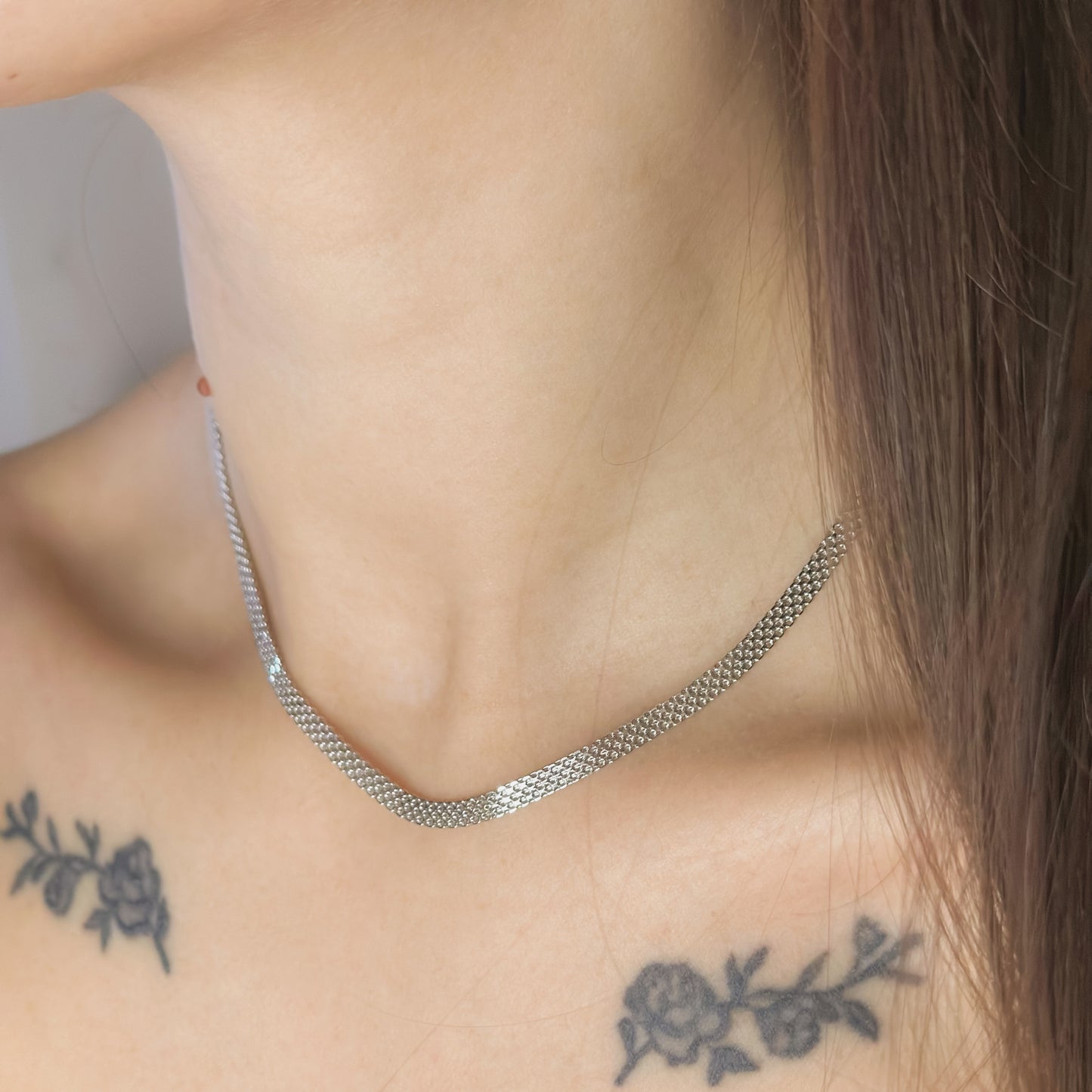 Sidabrinė rodžiuota 4mm pločio kolje