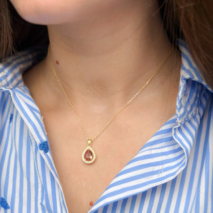 Sterling Silver Gold Plated Teardrop Zultanite Necklace