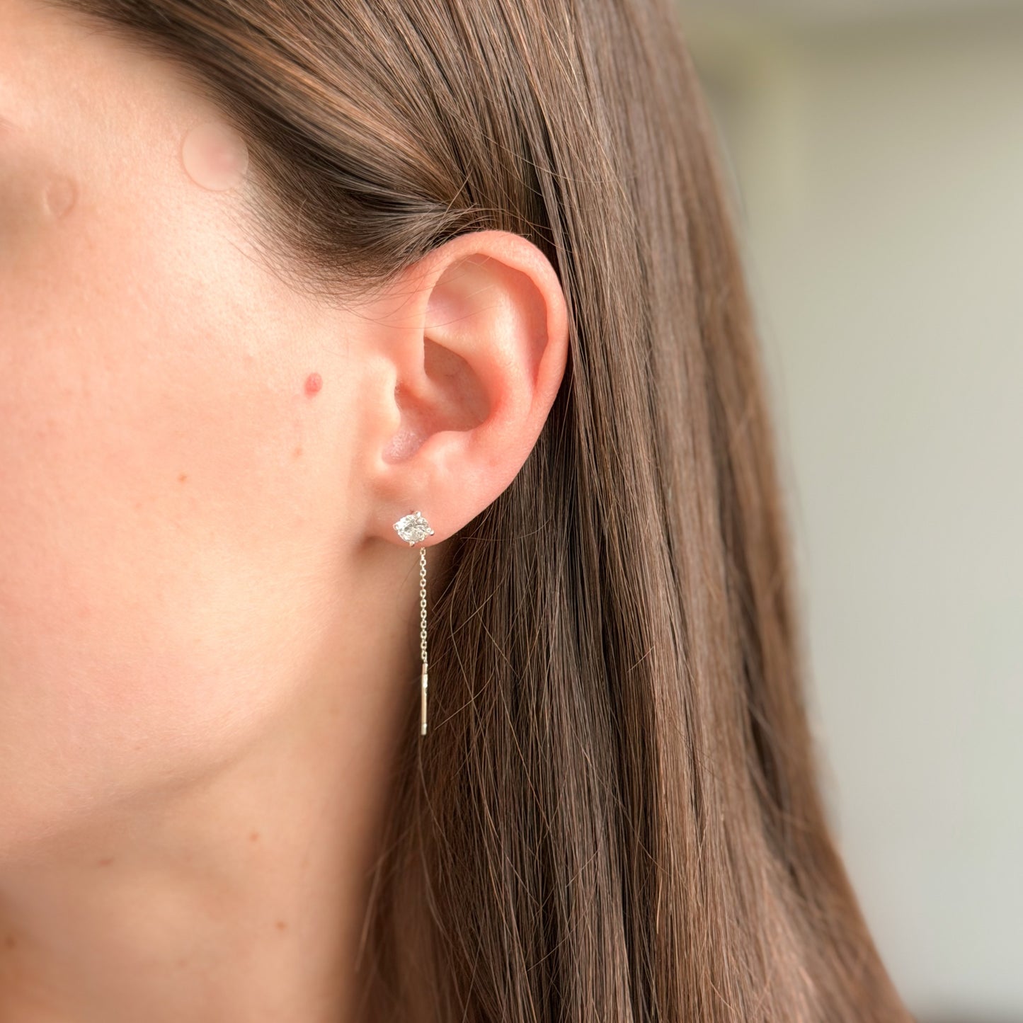 Sterling Silver CZ Chain Drop Earrings