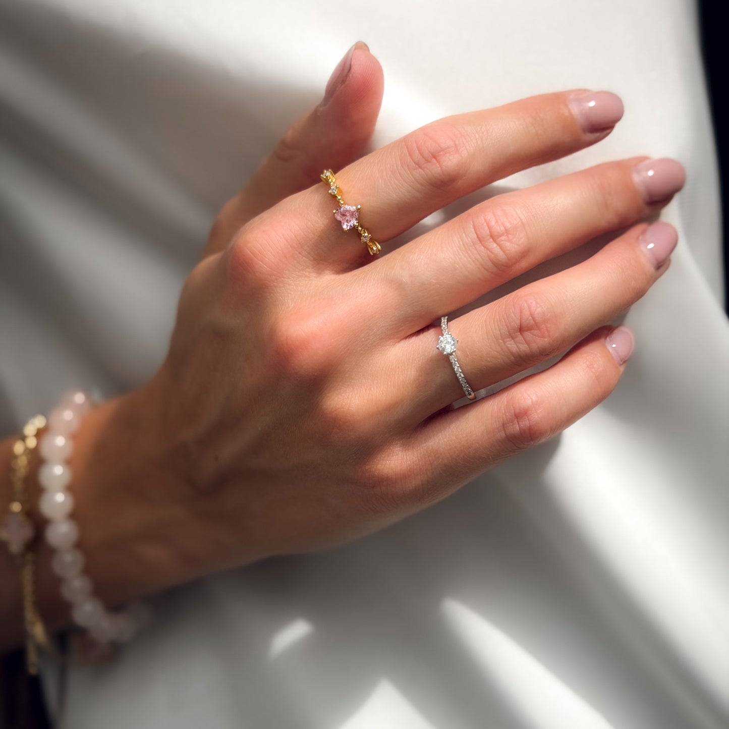 Sterling Silver Rhodium Plated CZ Crystal Ring
