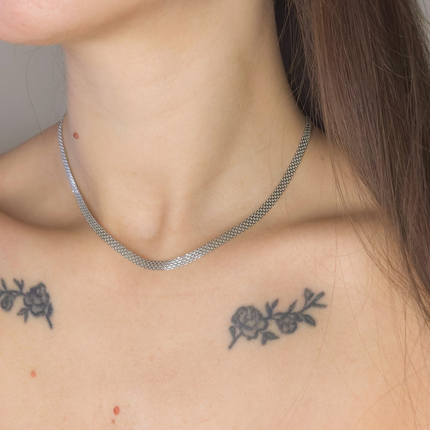 Sidabrinė rodžiuota 4mm pločio kolje