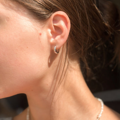 Sterling Silver Rhodium Plated Hoops