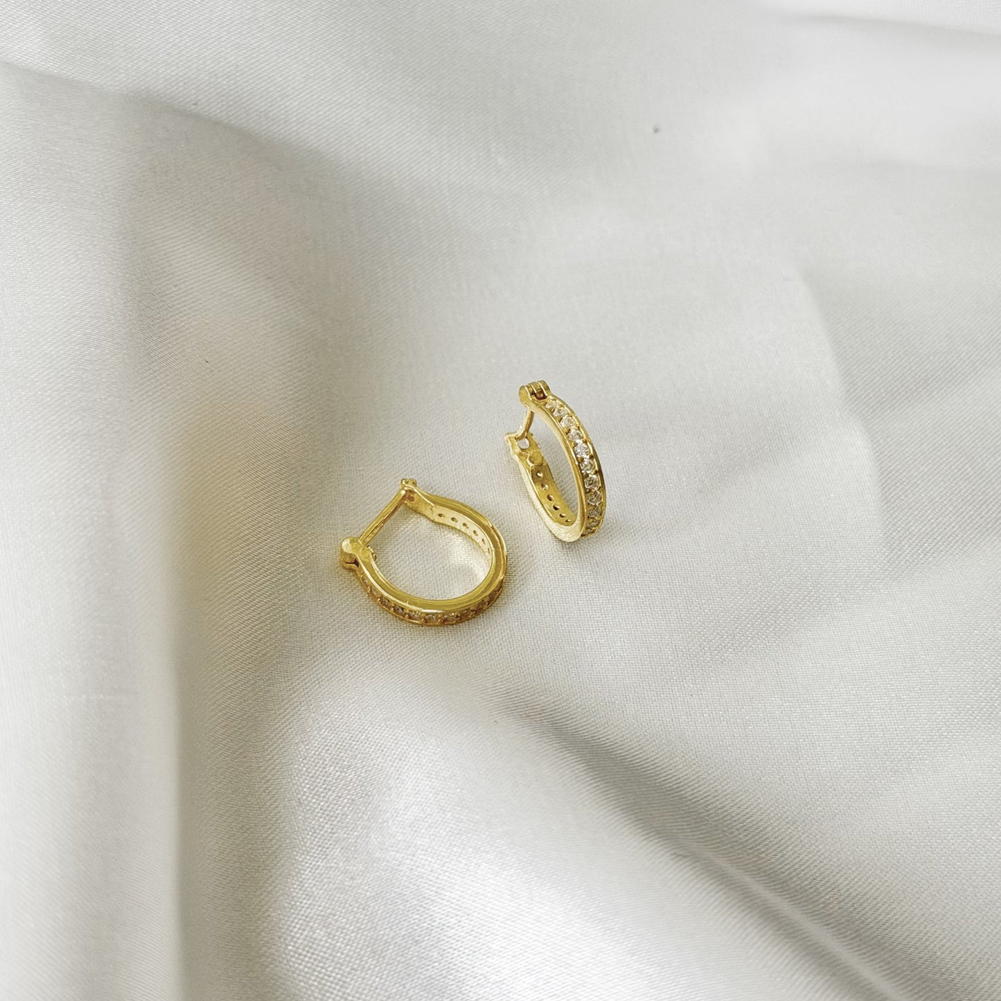 Sterling Silver Rhodium Plated CZ English Lock Earrings