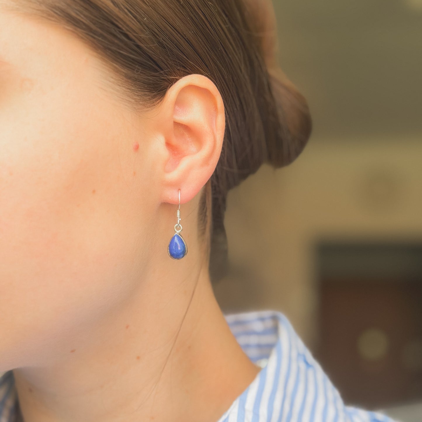 Sterling Silver Lazurite Drop Earrings