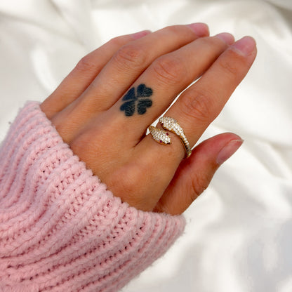 Silver Gold Plated CZ Snake Ring