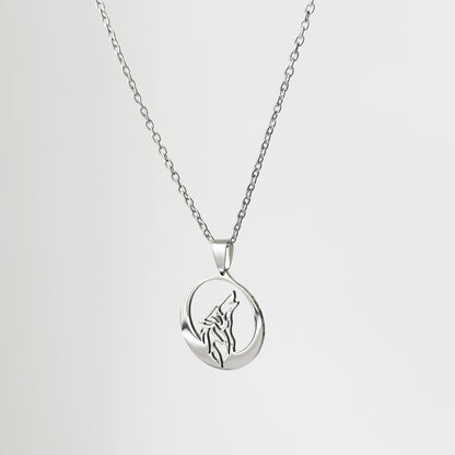 Plieninis pakabukas „Vilkas“ su grandinėle