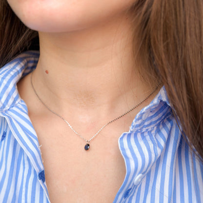 Sterling Silver Rhodium Plated CZ Crystal Necklace
