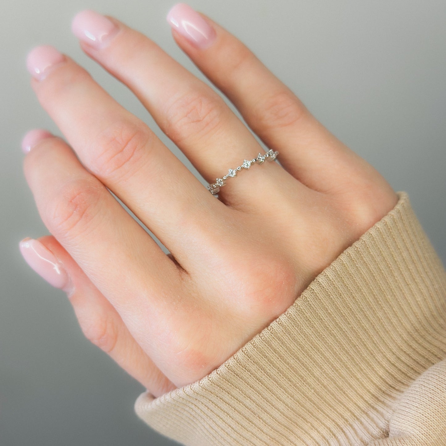 Sterling Silver Rhodium Plated CZ Ring