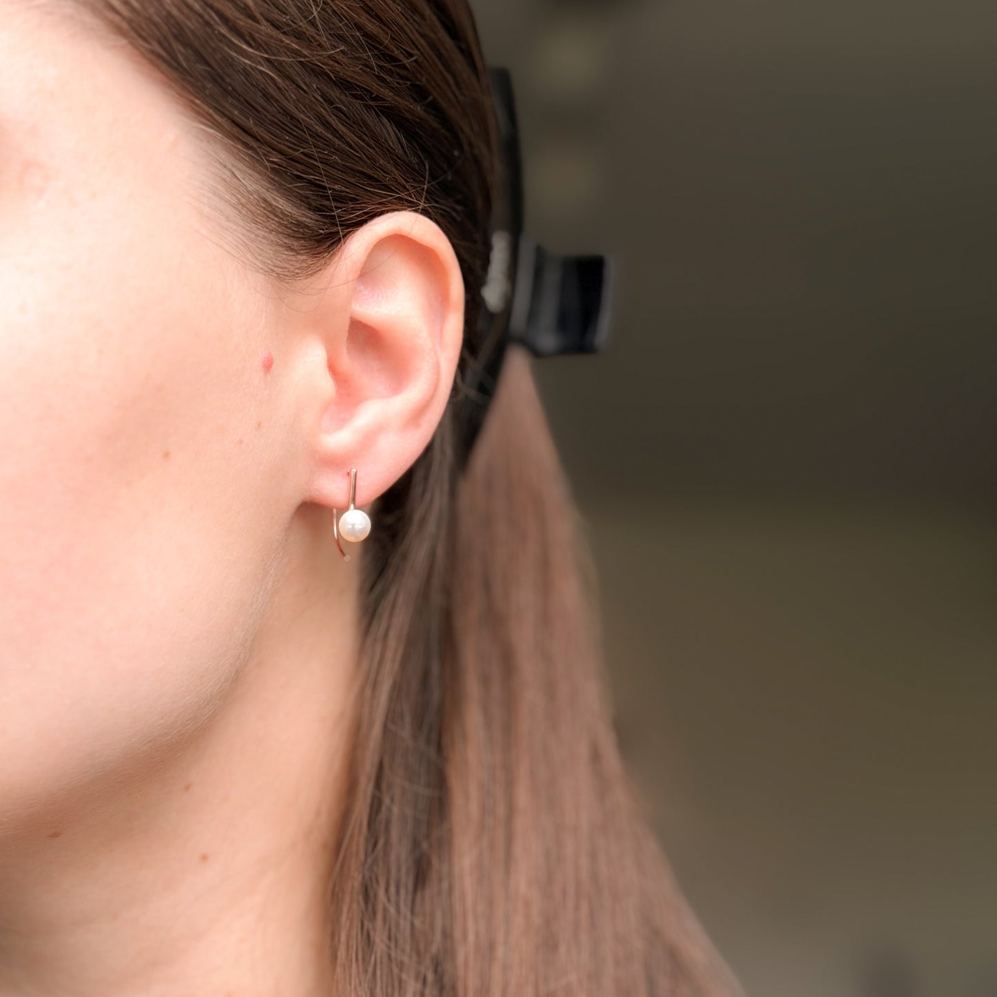Sterling Silver Rose Gold Plated Pearl Earrings