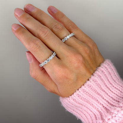 Sterling Silver Rhodium Plated 3 mm CZ Band Ring