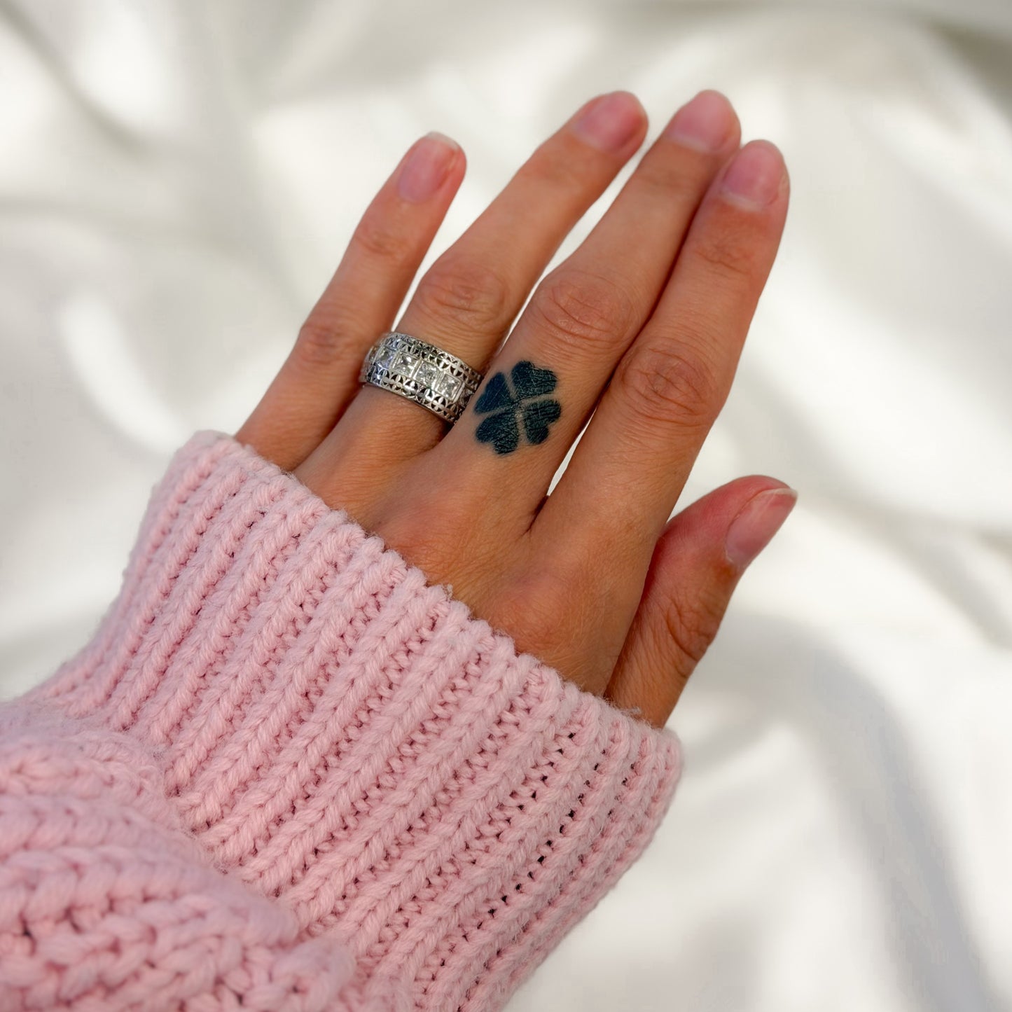 Sterling Silver Rhodium Plated Wide Band Ring
