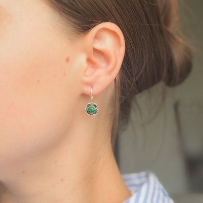 Sterling Silver Malachite Flower Earrings