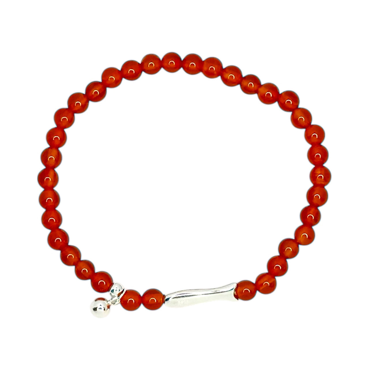 Sidabrinė apyrankė su raudonais burbuliukais